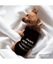 Camiseta para perro y gato negra Boca del Amor Viajero
