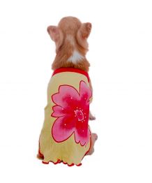 Camiseta de tirantes para perro y gato flor de loto - amarillo