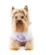 ropa impermeable para perro rosa violeta elegante chic con pedrería muy linda cómoda lluvia viento nieve