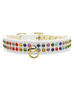 white multi-colored rhinestone collar for dogs