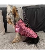 Arnés incorporado de abrigo de perro rosa de moda