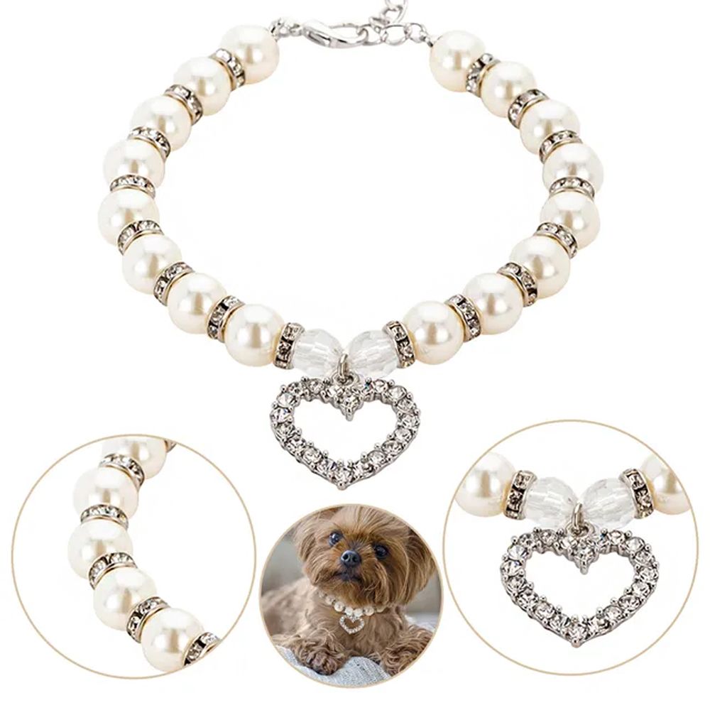 The Product Title is Old Grey Fluffy Dog Wearing a Crown and White Pearl  Necklace · Creative Fabrica