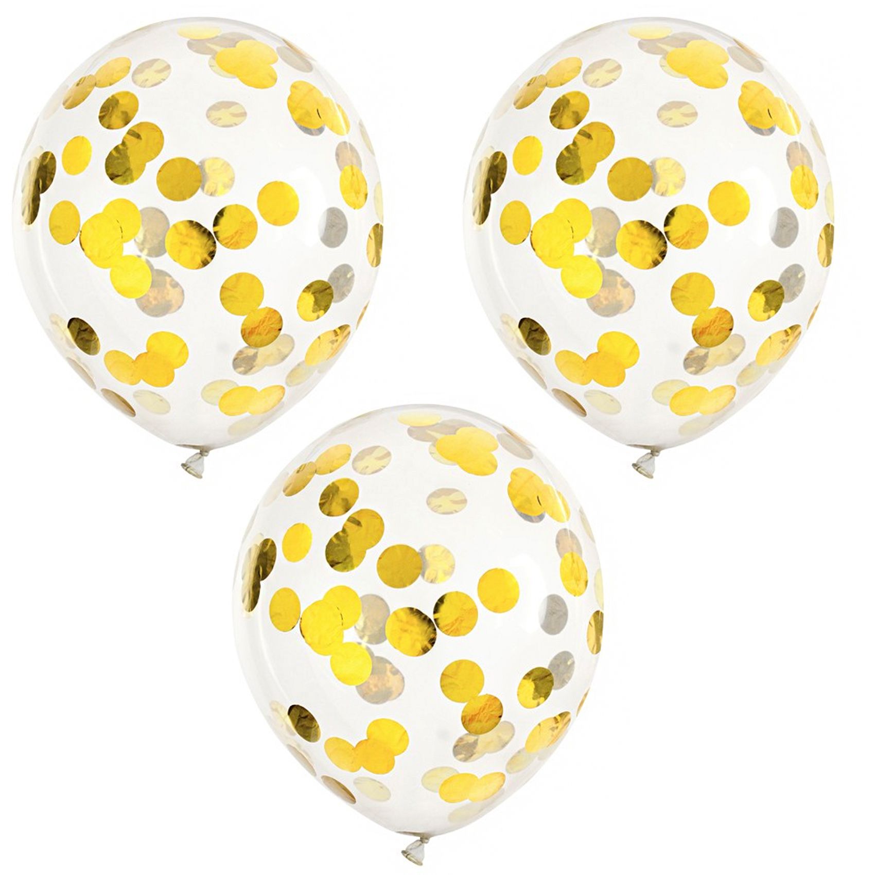 Ballons d'anniversaire confettis doré - lot de 3