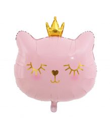 Cat head birthday balloon - pink