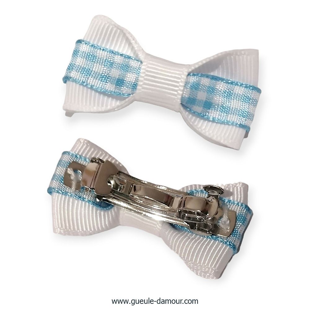 blue gingham hair clip