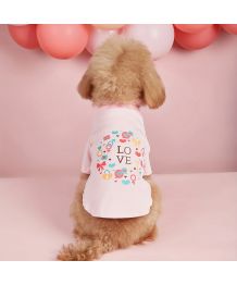 T-shirt rose clair pour chien - love