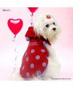 red coat dog autumn gueule d'amour polka dot cute