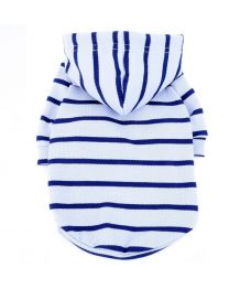 Sweatshirt for dogs and cats with stripes - white and navy blue