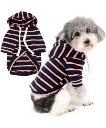 Sweatshirt for dogs and cats with stripes - navy blue and orange