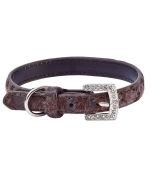 Collier cuir strass pour petit chien et chat marron cuir fourrure mode boutique design animaux