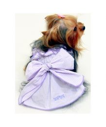 Gingham dog dress - mauve