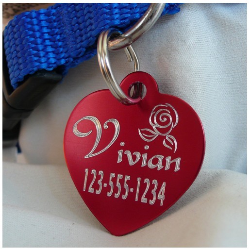 Médaille en forme de coeur pour graver le prenom du chien ou numero de téléphone, livraison offerte montpellier, marseille, metz