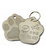 Pendentif patte de chien pour graver le nom et le numero de telephone couleur argent, or, violet... Livraison offerte 24/48H