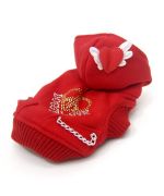 Red sailor dog sweater with heart and warm hood for winter special small and large size on our animal store