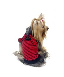 T-shirt pour chien rayé rouge et noir