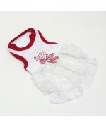 White lace dog dress for wedding, birthday, Christmas, party...Delivery Paris, Lyon, Marseille, Nice...