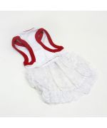 Dress for small white dog for wedding, New Year, Christmas for original surprise gifts for animals mouth of love