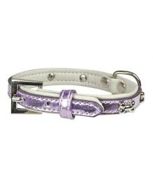 Dog collar with small bones - pearl mauve