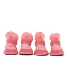 Lined dog shoes - pink