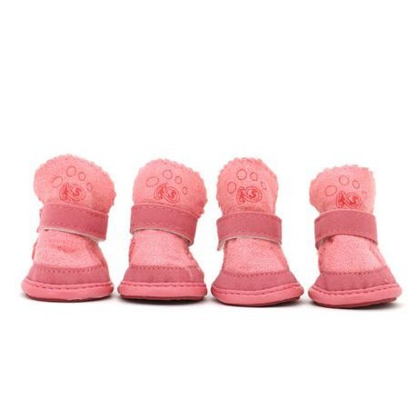 Lot de 4 chaussures Cozy rose - Chien et chat chaude et confortable pour la neige, la pluie...Paris, Lyon, Marseille, Nantes...