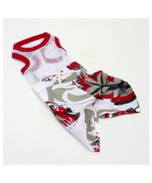 Hawaiian dog jumpsuit - red