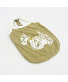 Camiseta de tirantes para perro - beige y blanco