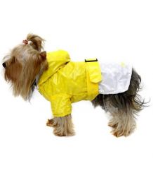 Yellow and white dog raincoat