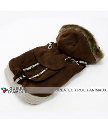 Manteau pour petit chien sportwear en suédine