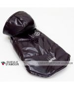 Black waterproof raincoat for chic dogs with removable hood for small and large dogs with a mouth of love