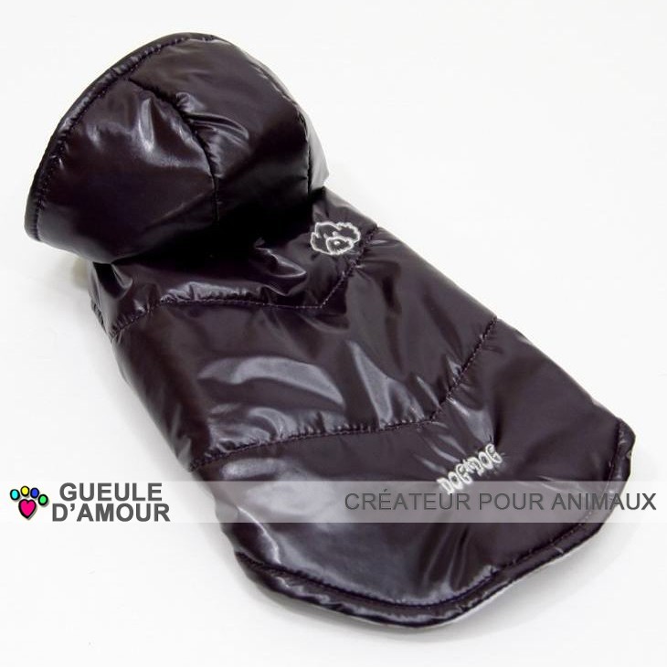 Black waterproof raincoat for chic dogs with removable hood for small and large dogs with a mouth of love
