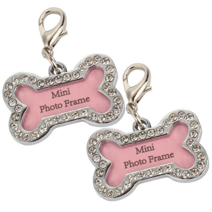 Pendentif os strass crystal pour photo ou adresse pour chien et chat idéal pour personnaliser vos cadeaux !