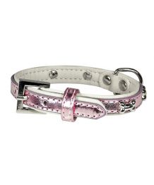 Collar de perro pequeños huesos - rosa perlado