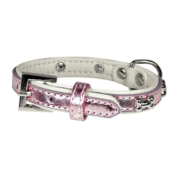 pink collar size 30 cm for dog super pretty for bitch girl with small bone cheap original gift Paris Lyon Cannes