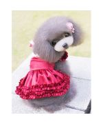 costume dress for dog for end of year christmas red satin lace