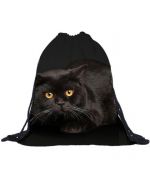 Black 3D effect cat pattern backpack for women and children travel sports hiking bag