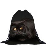 Sac à dos noir motif chat effet 3D pour femmes et enfants sac voyage sport randonnée