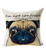 beige pug cushion for home