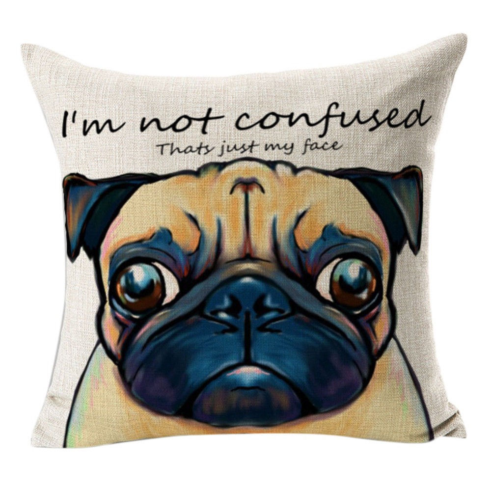 beige pug cushion for home