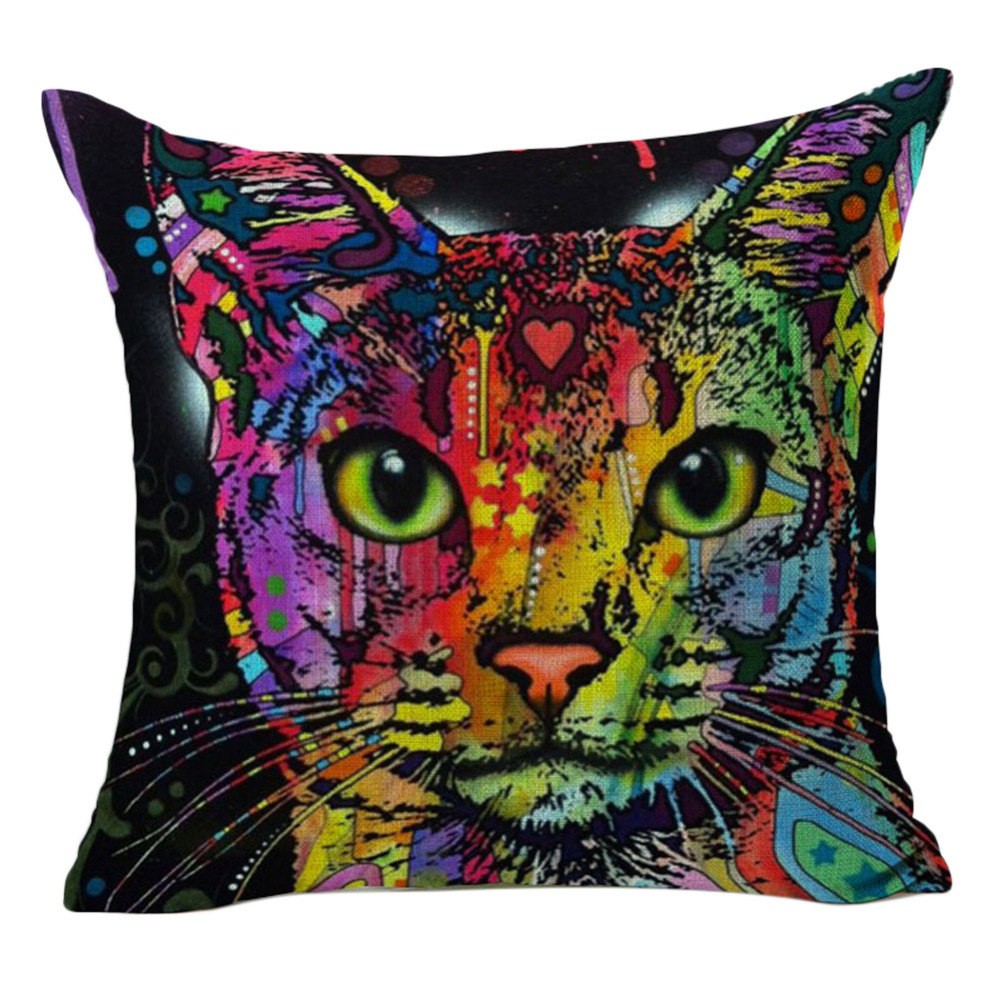 coussin chat multicouleur design pour interieur