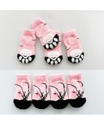 calcetines antideslizantes para perros y gatos de razas grandes rosa