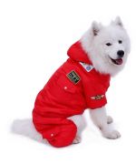 combinaison pilote rouge à pattes pour grand chien