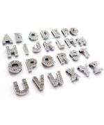 Lettre strass clair charms A - Z 10 MM pour collier personnalisable pour chien