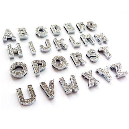 Lettre strass clair charms A - Z 10 MM pour collier personnalisable pour chien