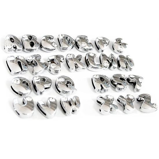 Colgantes de letras plateadas A - Z 10 MM para collar de perro personalizable