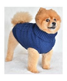 Jersey de cuello alto para perros y gatos - azul marino