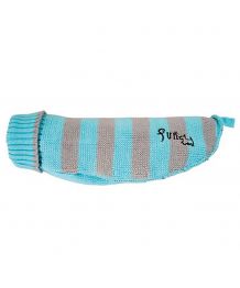 Fleece lined dog sweater - blue and gray