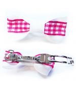 Barrette pour chien clip à la française vichy - blanche et rose pour animaux de compagnie pas chere originale