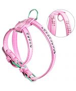 dog harness with pink rhinestones
