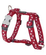 Dog harness red with stars