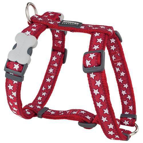 Dog harness red with stars